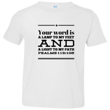 Bible Verse Toddler Jersey T-Shirt - "Psalm 119:105" Design 10 (Black Font) - Meditate Healing Christian Store