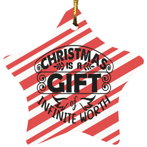 Durable MDF High-Gloss Christmas Ornament: Christmas Is A Gift Of Infinite Worth (Design: Star-Candy)