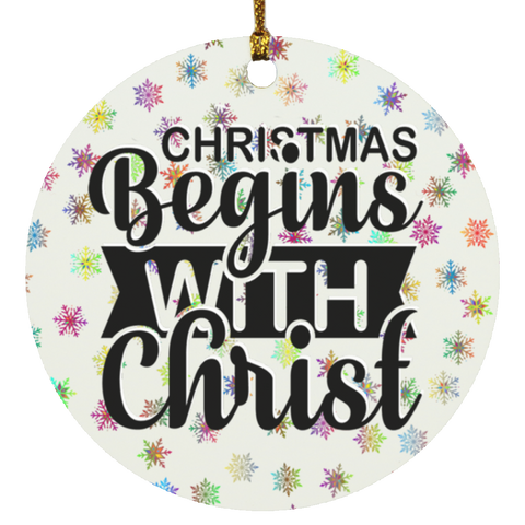 Durable MDF High-Gloss Christmas Ornament: Christmas Begins With Christ (Design: Round-Rainbow Snowflake)