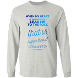 Bible Verse Ladies' Cotton Long Sleeve T-Shirt - Lead Me To The Rock That Is Higher Than I ~Psalms 61:2~ Design 18