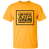 Bible Verse Men 5.3 oz. T-Shirt - "Psalm 119:105" Design 13 (Black Font) - Meditate Healing Christian Store