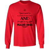 Bible Verse Long Sleeve  Ultra Cotton T-Shirt - "Psalm 119:105" Design 5 (Black Font) - Meditate Healing Christian Store
