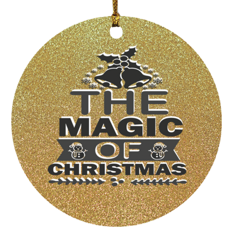 Durable MDF High-Gloss Christmas Ornament: The Magic Of Christmas (Design: Round-Gold)