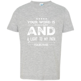 Bible Verse Toddler Jersey T-Shirt - "Psalm 119:105" Design 16 (White Font) - Meditate Healing Christian Store