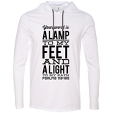 Bible Verse Men Long Sleeve T-Shirt Hoodie - "Psalm 119:105" Design 4 (Black Font) - Meditate Healing Christian Store