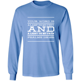 Bible Verse Long Shirt Ultra Cotton T-Shirt - "Psalm 119:105" Design 11 (White Font) - Meditate Healing Christian Store