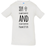 Bible Verse Infant Jersey T-Shirt - "Psalm 119:105" Design 19 (Black Font) - Meditate Healing Christian Store