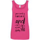 Bible Verses Ladies' 100% Ringspun Cotton Tank Top - "Psalm 119:105" Design 18 (Black Font) - Meditate Healing Christian Store