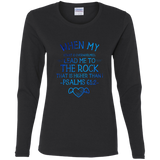 Bible Verse Ladies' Cotton Long Sleeve T-Shirt - "Psalm 61:2" Design 17 - Meditate Healing Christian Store