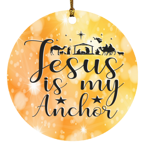 Durable MDF High-Gloss Christmas Ornament: Jesus Is My Anchor (Design: Round-Orange)