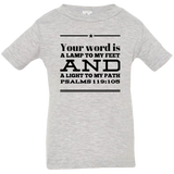 Bible Verse Infant Jersey T-Shirt - "Psalm 119:105" Design 10 (Black Font) - Meditate Healing Christian Store