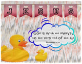 Hope Inspiring Kids Snuggly Blanket - God Is With Me Always ~Matthew 28:20~ (Design: Ducks)