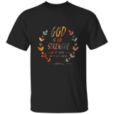 Bible Verse Men 5.3 oz. T-Shirt - "Psalm 73:26" Design 14 - Meditate Healing Christian Store