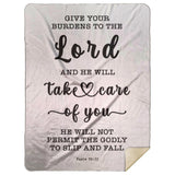 Typography Premium Sherpa Mink Blanket - Cast Your Burden On The Lord ~Psalm 55:22~