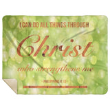 Bible Verses Premium Mink Sherpa Blanket - Christ Strengthens Me ~Philippians 4:13~ Design 2