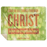 Bible Verses Premium Mink Sherpa Blanket - Christ Strengthens Me ~Philippians 4:13~ Design 3