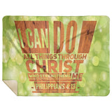 Bible Verses Premium Mink Sherpa Blanket - Christ Strengthens Me ~Philippians 4:13~ Design 5