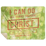 Bible Verses Premium Mink Sherpa Blanket - Christ Strengthens Me ~Philippians 4:13~ Design 6