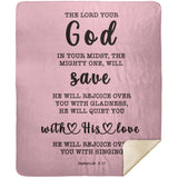 Typography Premium Sherpa Mink Blanket - God In Your Midst ~Zephaniah 3:17~