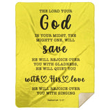 Typography Premium Sherpa Mink Blanket - God In Your Midst ~Zephaniah 3:17~