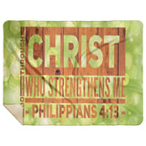 Bible Verses Premium Mink Sherpa Blanket - Christ Strengthens Me ~Philippians 4:13~ Design 9