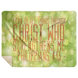 Bible Verses Premium Mink Sherpa Blanket - Christ Strengthens Me ~Philippians 4:13~ Design 11