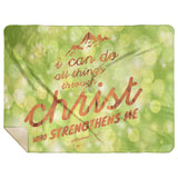 Bible Verses Premium Mink Sherpa Blanket - Christ Strengthens Me ~Philippians 4:13~ Design 14