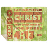 Bible Verses Premium Mink Sherpa Blanket - Christ Strengthens Me ~Philippians 4:13~ Design 19