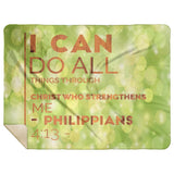 Bible Verses Premium Mink Sherpa Blanket - Christ Strengthens Me ~Philippians 4:13~ Design 20
