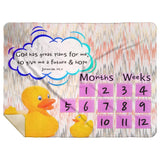 Cozy Plush Baby Milestone Blanket - God Has Great Plans For Me ~Jeremiah 29:11~ (Design: Ducks)
