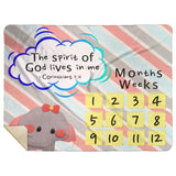 Cozy Plush Baby Milestone Blanket - Spirit Of God Lives In Me ~1 Corinthians 3:16~ (Design: Elephant)