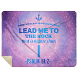 Bible Verses Premium Mink Sherpa Blanket - Lead Me To The Rock ~Psalm 61:2~ Design 1
