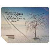 Bible Verses Premium Sherpa Mink Blanket - Grace of Lord Be With You ~2 Thessalonians 3:18~