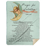 Bible Verses Premium Mink Sherpa Blanket - Prayer for Salvation ~Jonah 2:2-9~ (Design: Angel 1)