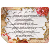 Bible Verses Premium Mink Sherpa Blanket - Prayer for Salvation ~Jonah 2:2-9~ (Design: Flower Frame 2)