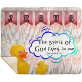 Hope Inspiring Kids Snuggly Blanket - Spirit Of God Lives In Me ~1 Corinthians 3:16~ (Design: Ducks)