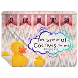 Hope Inspiring Kids Snuggly Blanket - Spirit Of God Lives In Me ~1 Corinthians 3:16~ (Design: Ducks)