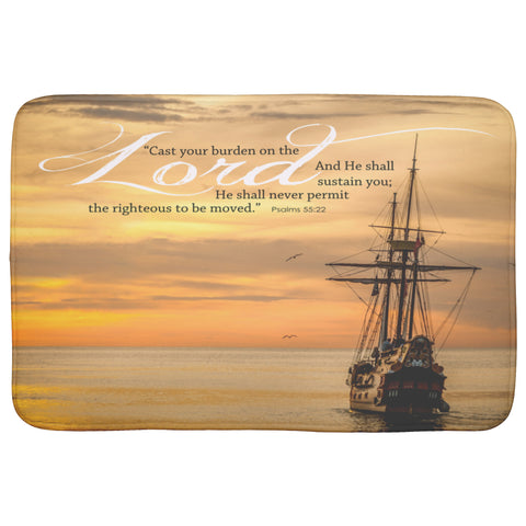 Fast Drying Memory Foam Bath Mat - Cast Your Burden On The Lord ~Psalm 55:22~