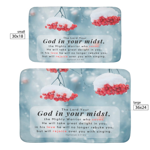 Fast Drying Memory Foam Bath Mat - God In Your Midst ~Zephaniah 3:17~