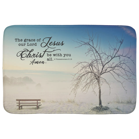 Fast Drying Memory Foam Bath Mat - Grace of Lord Be With You ~2 Thessalonians 3:18~