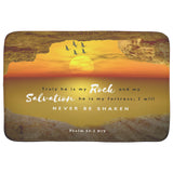 Fast Drying Memory Foam Bath Mat - He Is My Rock And Salvation ~Psalm 62:2~