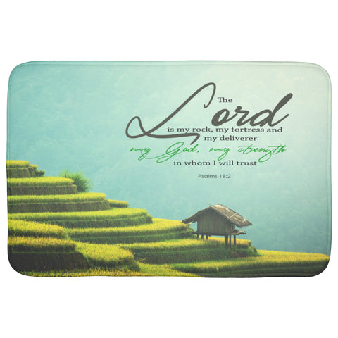 Fast Drying Memory Foam Bath Mat - The Lord Is My Rock & Fortress ~Psalm 18:2~