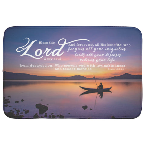 Fast Drying Memory Foam Bath Mat - The Lord Heals, Forgives And Redeems ~Psalm 103:2-4~