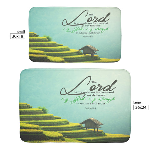 Fast Drying Memory Foam Bath Mat - The Lord Is My Rock & Fortress ~Psalm 18:2~