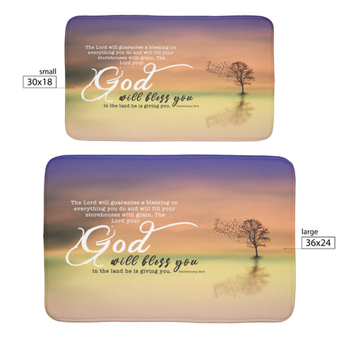 Fast Drying Memory Foam Bath Mat - The Lord Will Bless You In Everything You Do ~Deuteronomy 28:8~