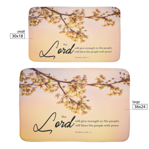 Fast Drying Memory Foam Bath Mat - The Lord Will Give Strength To His People ~Psalm 29:11~