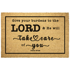 Heavy-Duty Outdoor Mat - Cast Your Burden On The Lord ~Psalm 55:22~