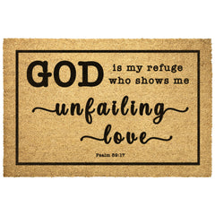 Heavy-Duty Outdoor Mat - God Is My Defense, My God Of Mercy ~Psalm 59:17~