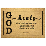 Heavy-Duty Outdoor Mat - He Heals The Brokenhearted ~Psalm 147:3~