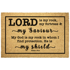 Heavy-Duty Outdoor Mat - The Lord Is My Rock & Fortress ~Psalm 18:2~